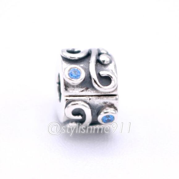 Authentic PANDORA Tendril Blue CZ Clip - 790380CZB - Picture 8 of 12